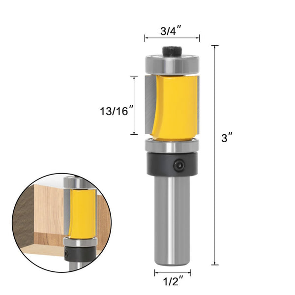 PrimeMart™ Template & Flush Trim Double Bearing Router Bits - 1/2" Shank