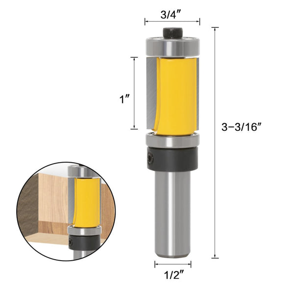 PrimeMart™ Template & Flush Trim Double Bearing Router Bits - 1/2" Shank