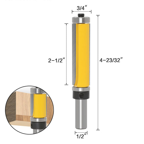 PrimeMart™ Template & Flush Trim Double Bearing Router Bits - 1/2" Shank